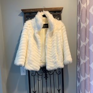 Guess Size XS faux fur white jacket
